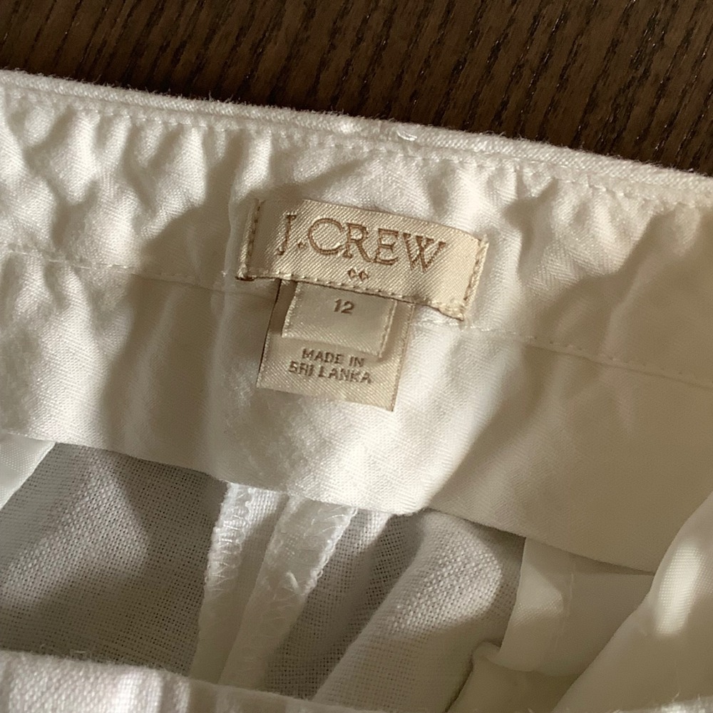 J. Crew Womens White Linen Blend Wide Leg Pleated High Rise Pants Size 12 - Picture 5 of 12